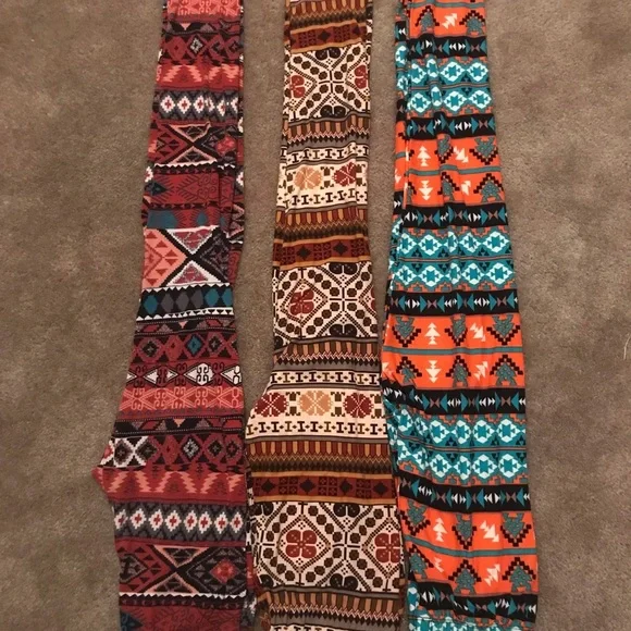 Legging Bundle, Muti colored, Tribal, One Size - Picture 3 of 3